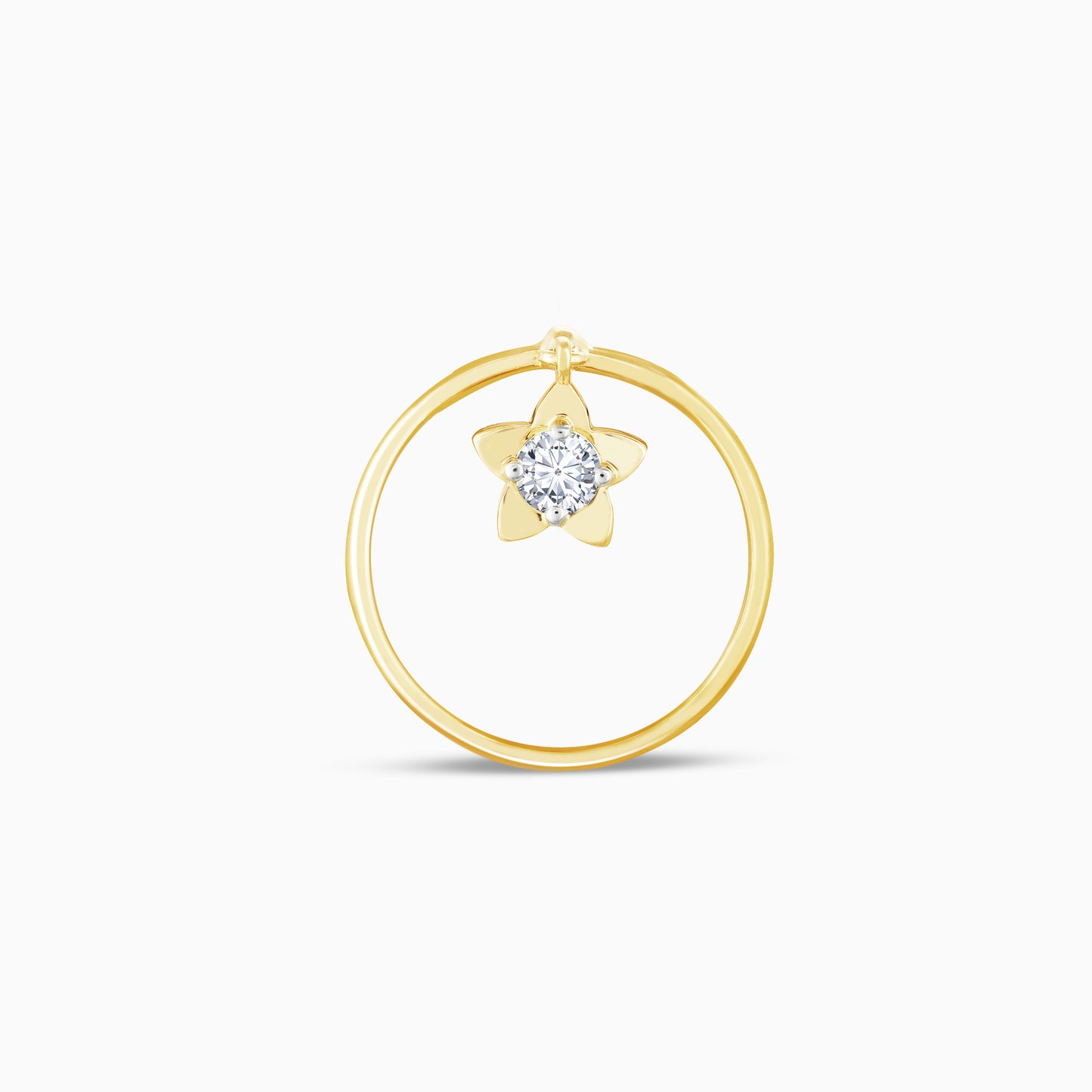 Gold Dangling Star Solitaire Diamond Ring