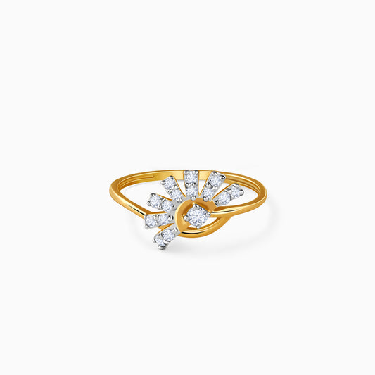 Gold Beautiful Sun Lab Grown Diamond Ring (Size 12)