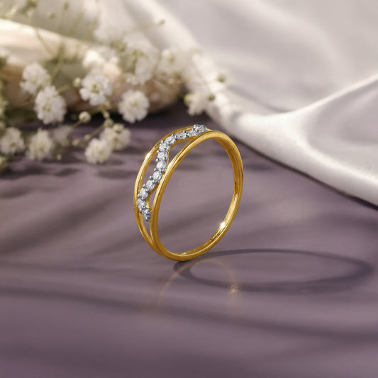 Gold Fancy Wave Lab Grown Diamond Ring (Size 12)