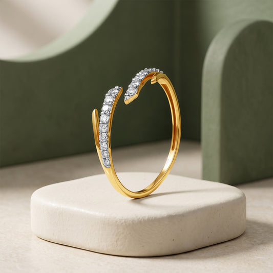 Gold Ruban Croise Lab Grown Diamond Ring (Size 12)