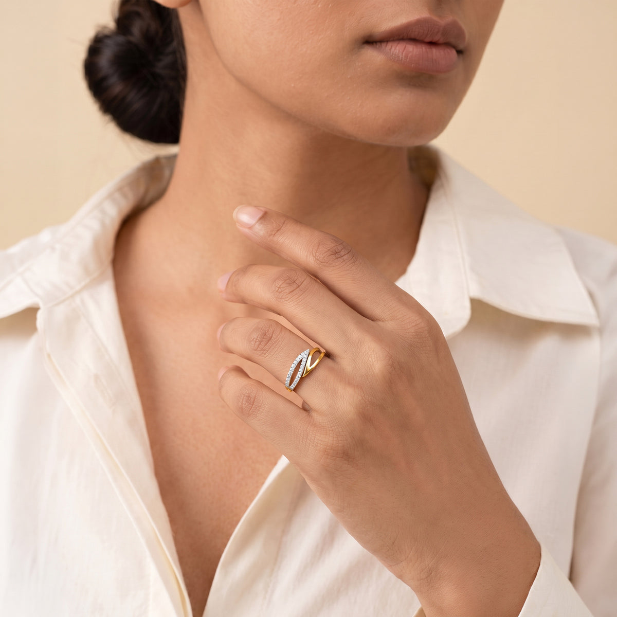 Gold Double Ruban Lab Grown Diamond Ring (Size 12)