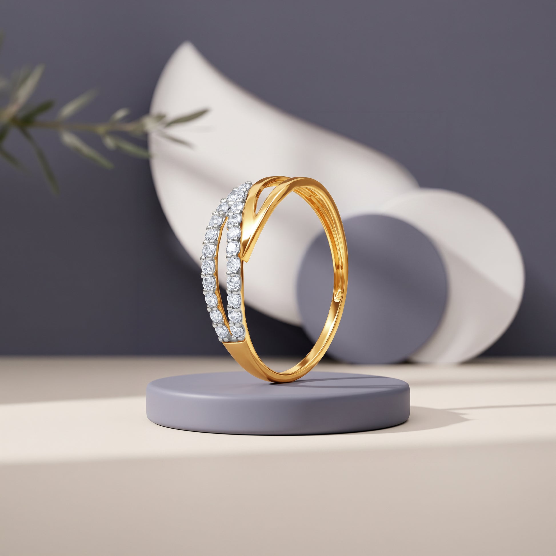 Gold Double Ruban Lab Grown Diamond Ring (Size 12)