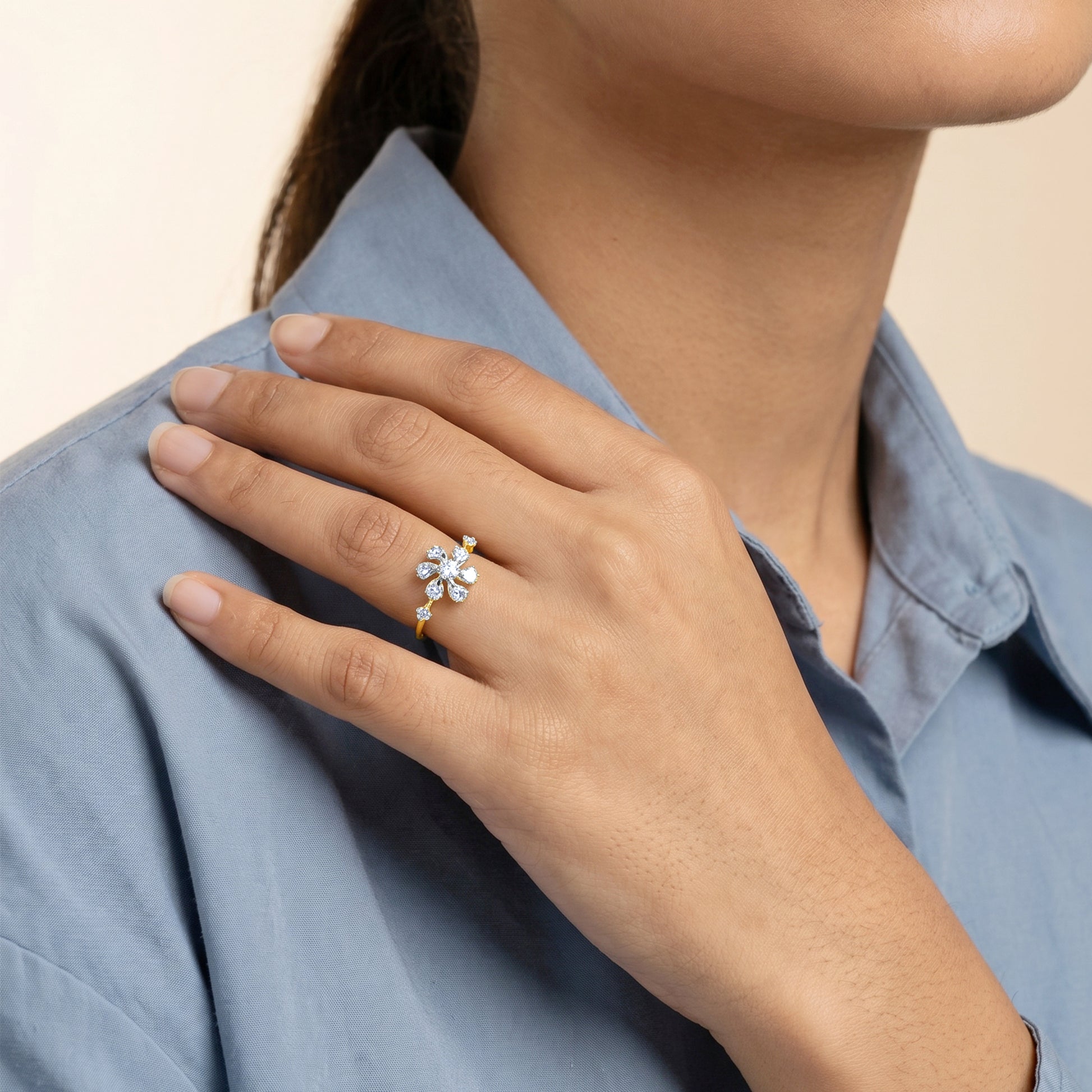 Gold Jardin Brillant Lab Grown Diamond Ring (Size 12)