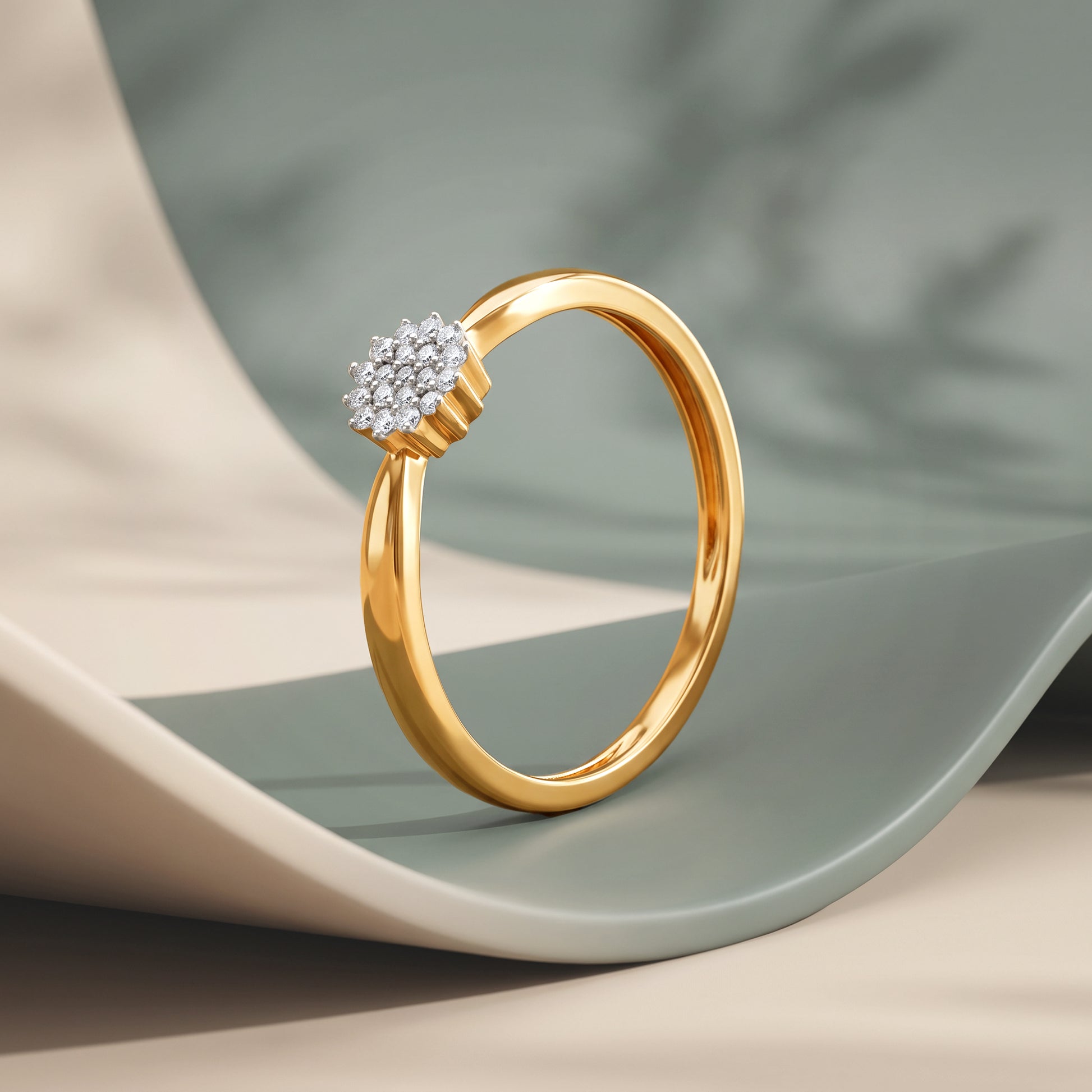 Gold Rosette Halo Lab Grown Diamond Ring (Size 12)