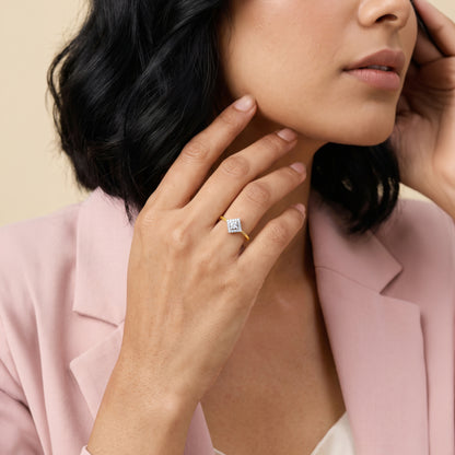Gold Starlace Halo Lab Grown Diamond Ring (Size 12)