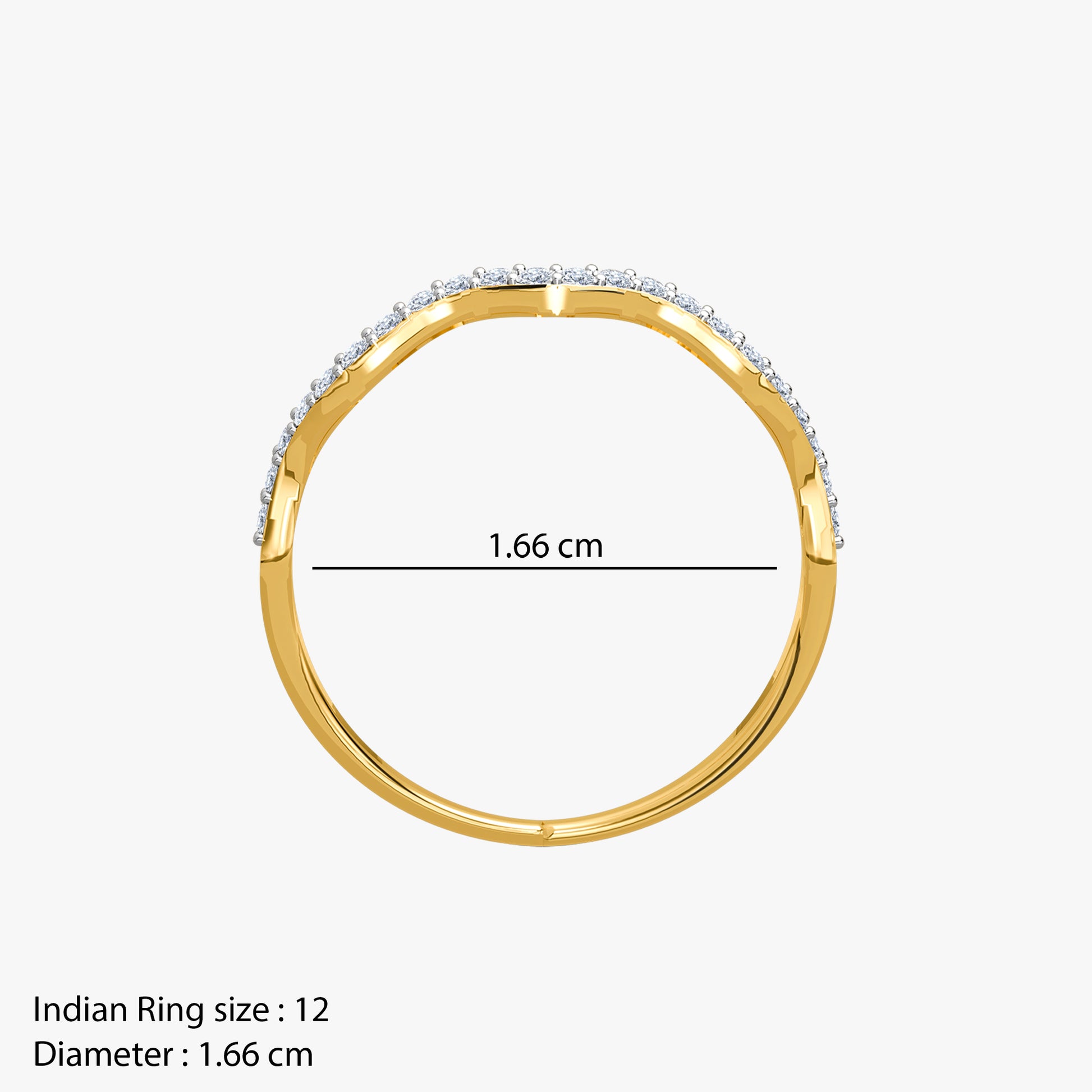 Gold Ripple Grace Lab Grown Diamond Ring (Size 12)