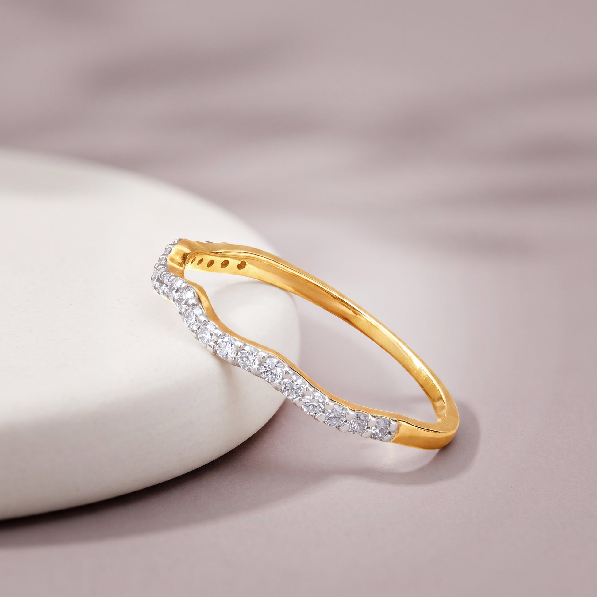 Gold Ripple Grace Lab Grown Diamond Ring (Size 12)