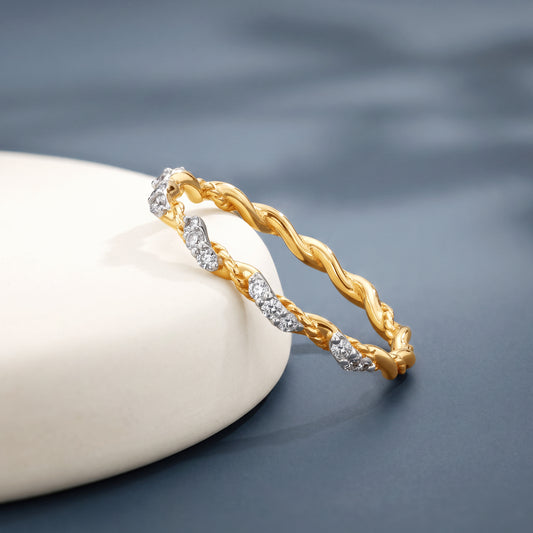 Gold Auric Twist Lab Grown Diamond Ring (Size 12)