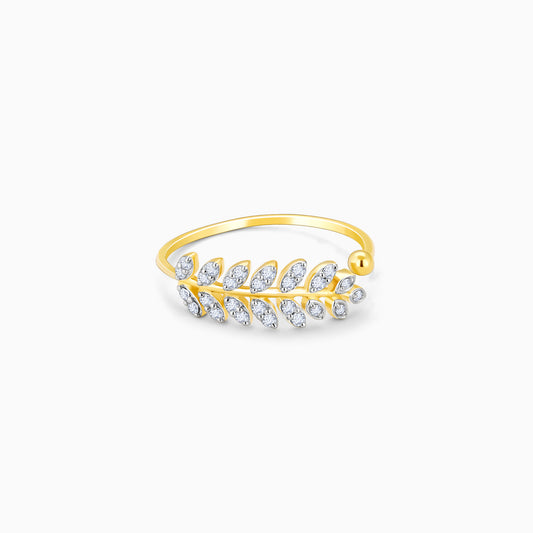 Gold Cherished Leaf Diamond Ring