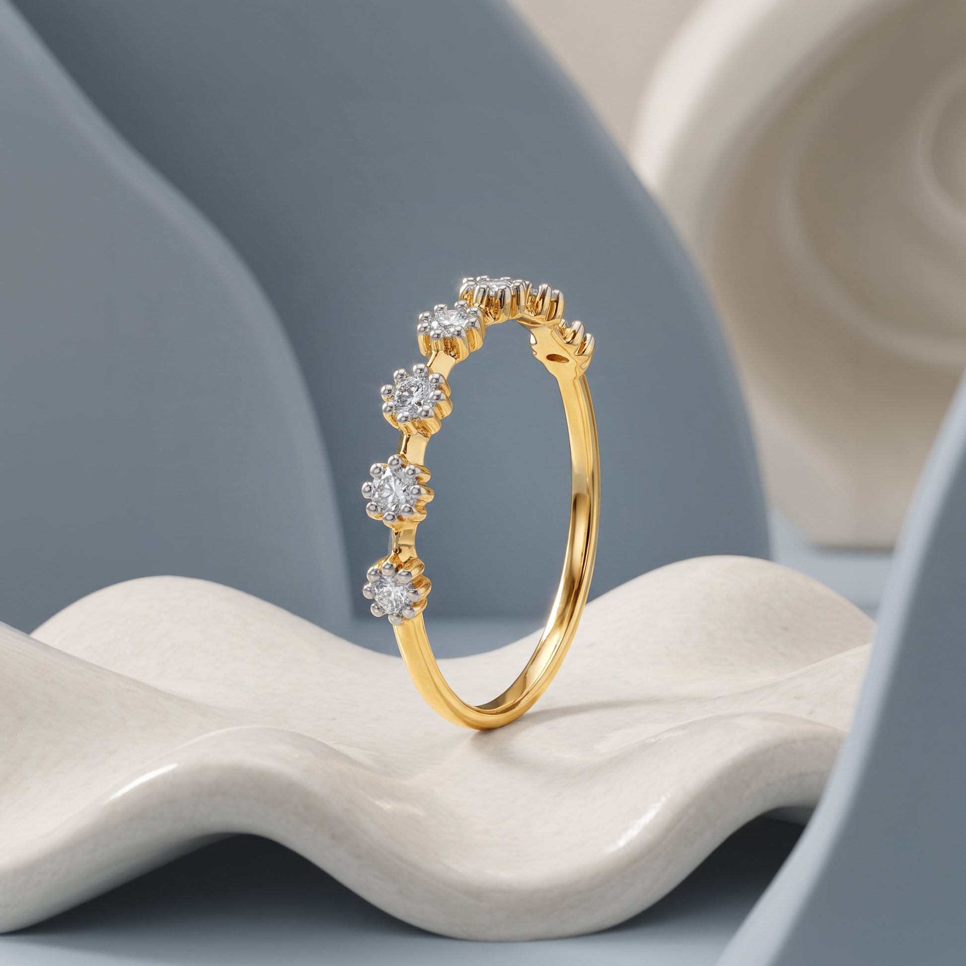 Gold Petal Harmony Lab Grown Diamond Ring (Size 12)