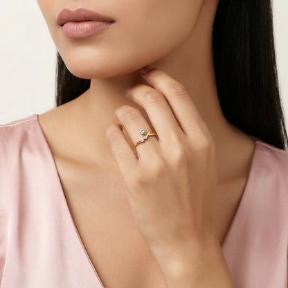 Gold Twin Arc Lab Grown Diamond Ring