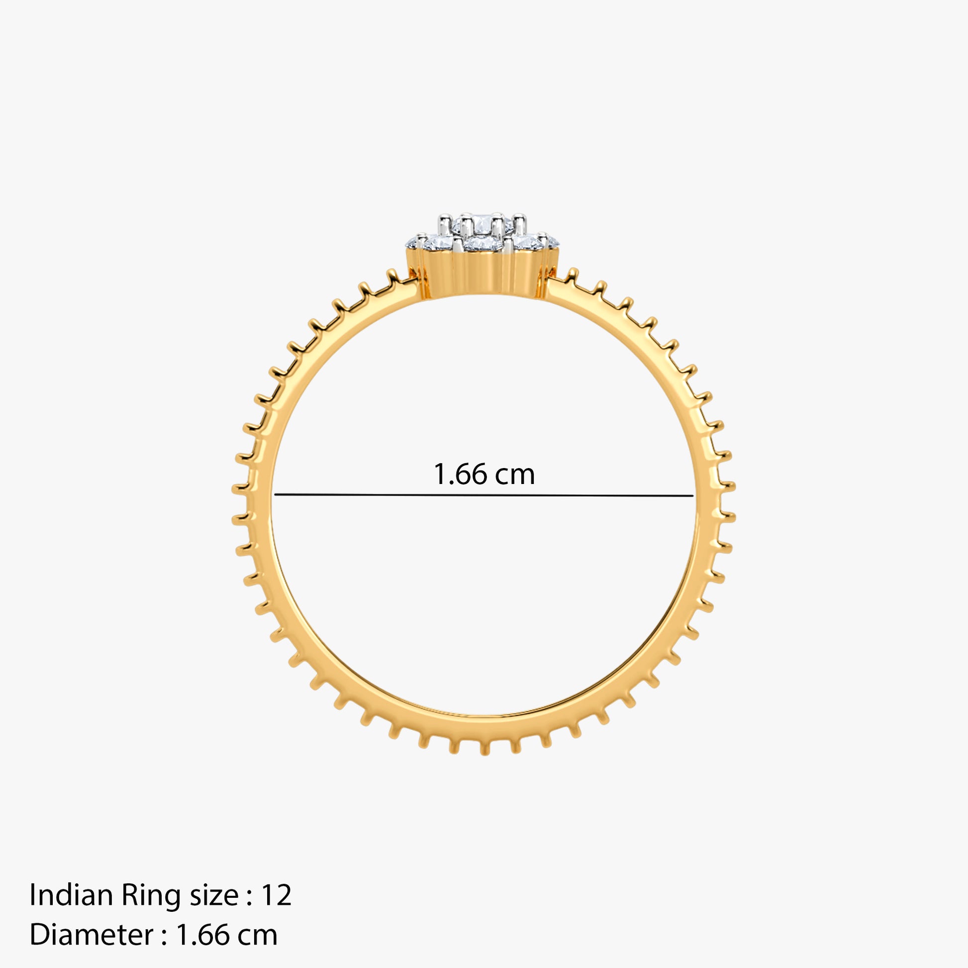Gold Clustered Shine Lab Grown Diamond Ring (Size 12)