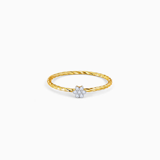 Gold Minimal Floret Lab Grown Diamond Ring