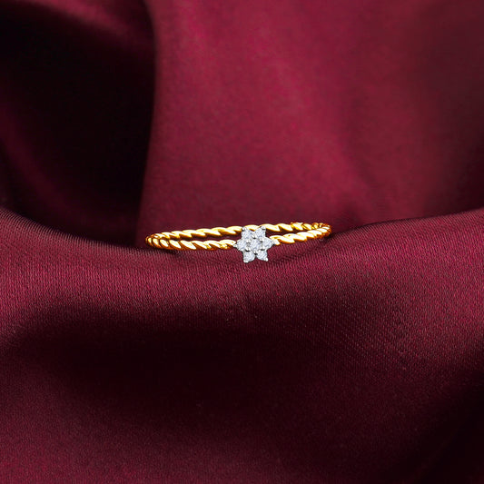 Gold Minimal Floret Lab Grown Diamond Ring
