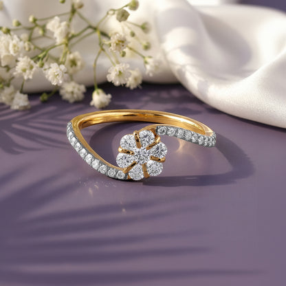 Gold Flower Lab Grown Diamond Ring (Size 12)