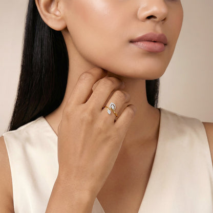 Gold Leaf in Motion Lab Grown Diamond Ring (Size 12)