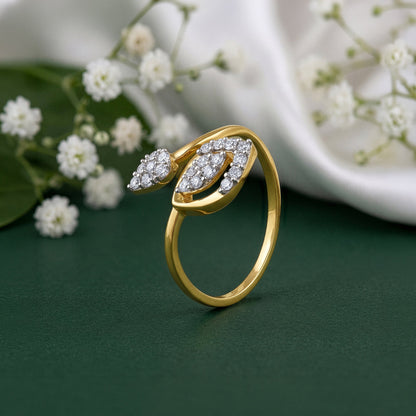 Gold Leaf in Motion Lab Grown Diamond Ring (Size 12)