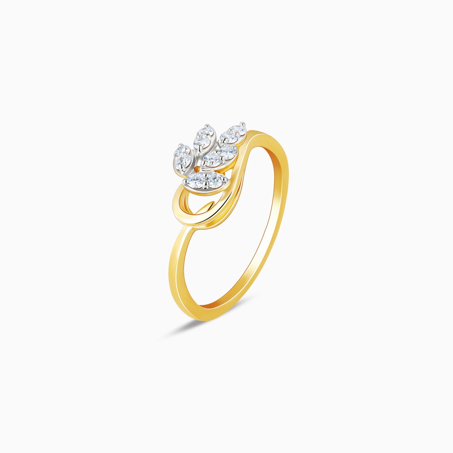 Gold Sparkling Leaf Diamond Ring