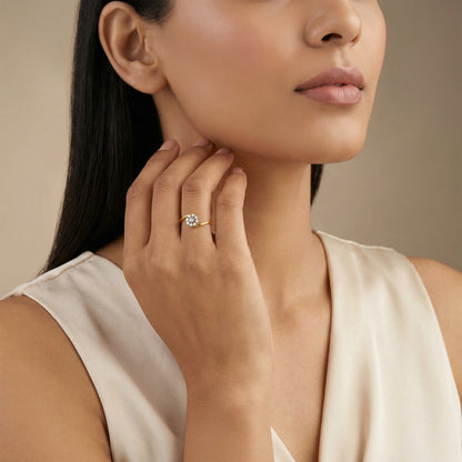 Gold Petal Confluence Lab Grown Diamond Ring (Size 12)