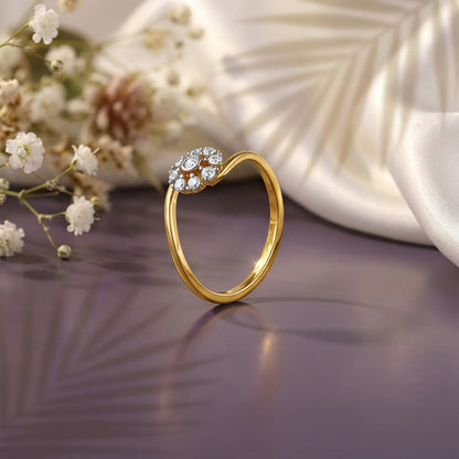 Gold Petal Confluence Lab Grown Diamond Ring (Size 12)