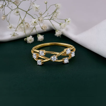 Gold Interlace Orbit Lab Grown Diamond Ring (Size 12)