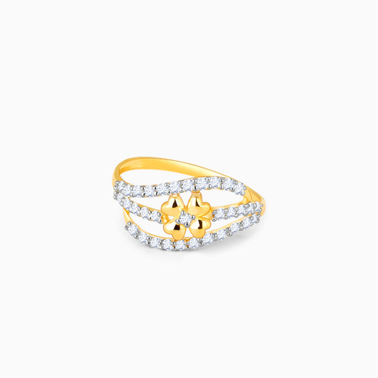 Gold Floral Centre Diamond Ring