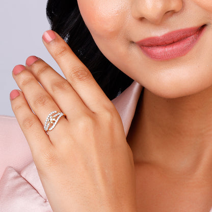 Gold Floral Centre Diamond Ring