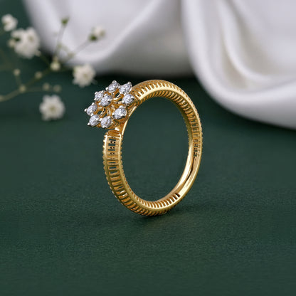 Gold Mesmerising Flower Lab Grown Diamond Ring (Size 12)