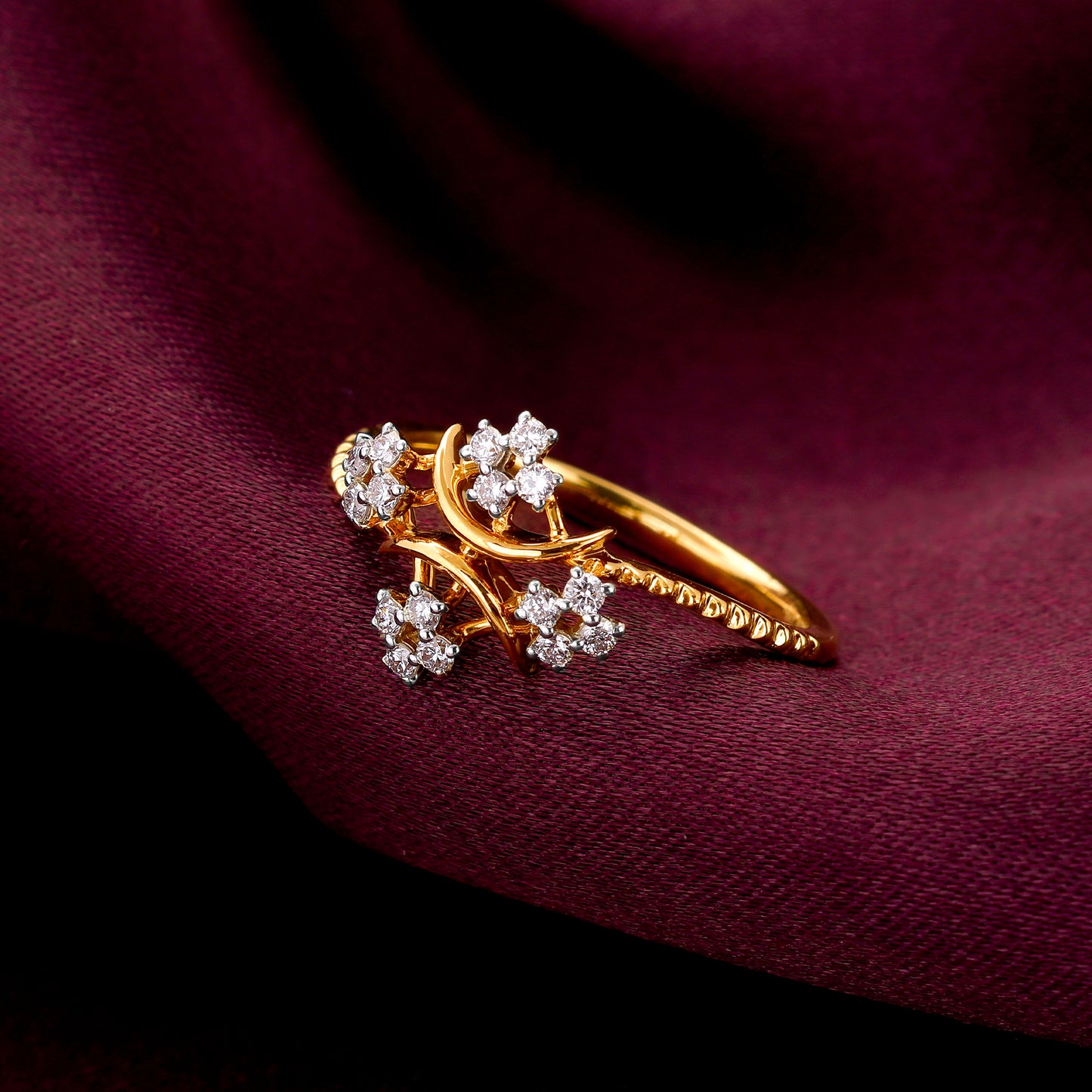 Gold Floral Delight Diamond Ring