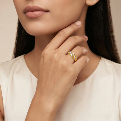 Gold Zigzag Lab Grown Diamond Ring (Size 12)