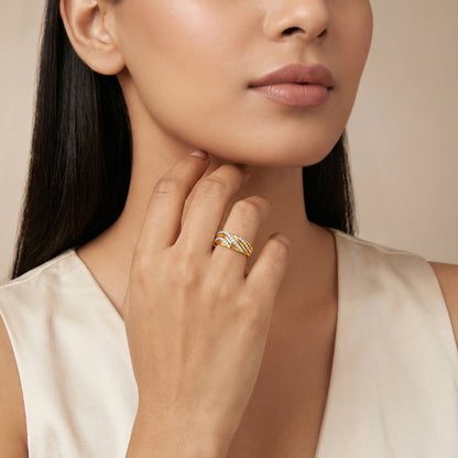 Gold Aurelle Wave Lab Grown Diamond Ring (Size 12)