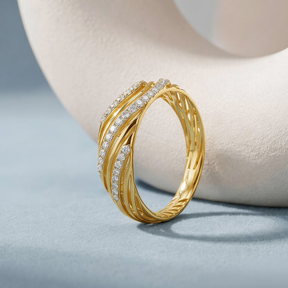 Gold Aurelle Wave Lab Grown Diamond Ring (Size 12)