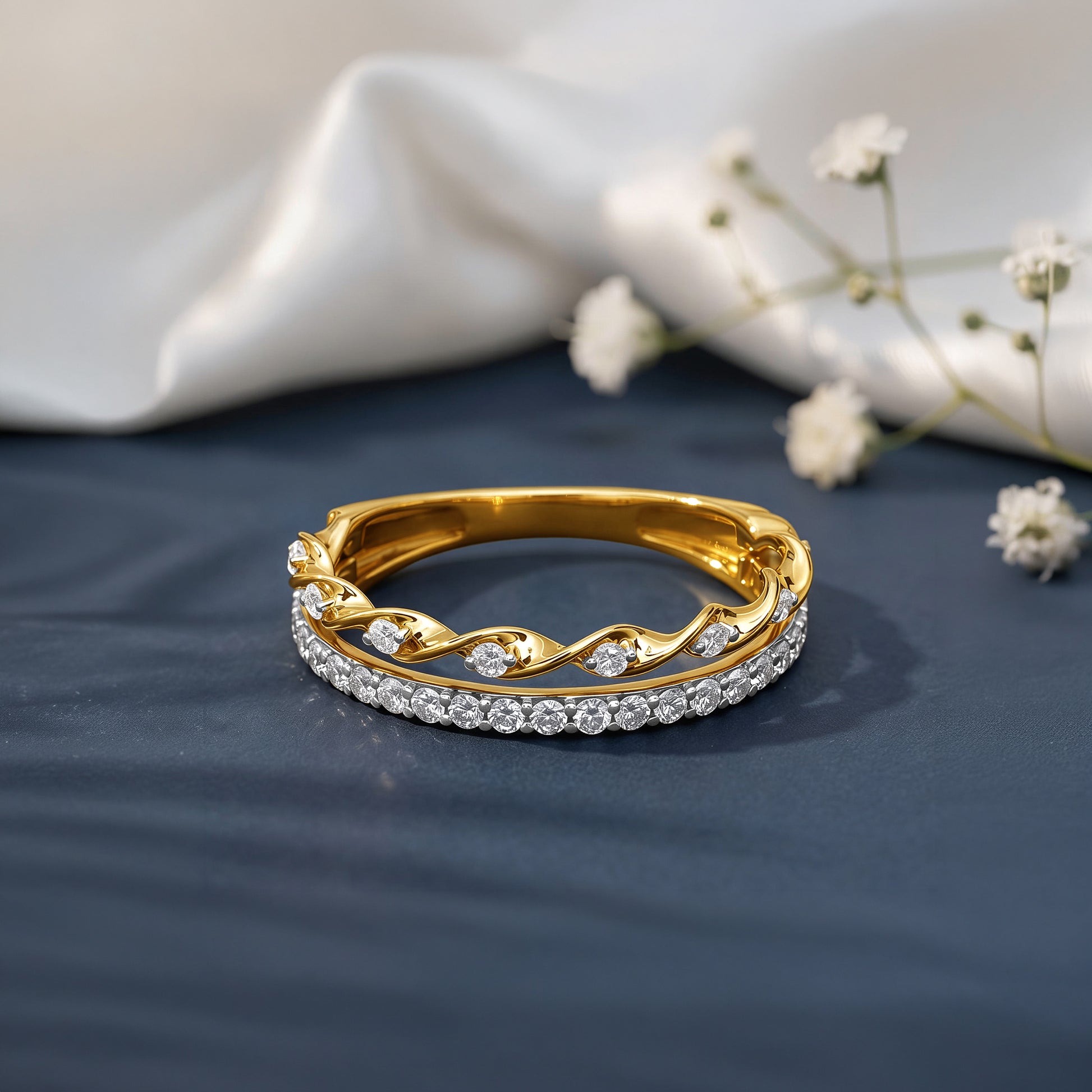 Gold Luna Twine Lab Grown Diamond Ring (Size 12)
