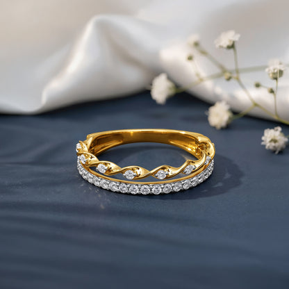 Gold Luna Twine Lab Grown Diamond Ring (Size 12)
