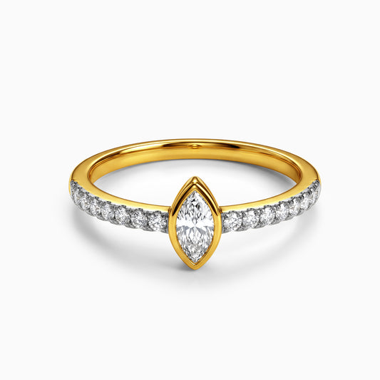 Gold Dainty Marquise Lab Grown Diamond Ring (Size 12)