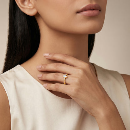 Gold Dainty Marquise Lab Grown Diamond Ring (Size 12)