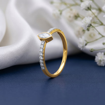 Gold Dainty Marquise Lab Grown Diamond Ring (Size 12)