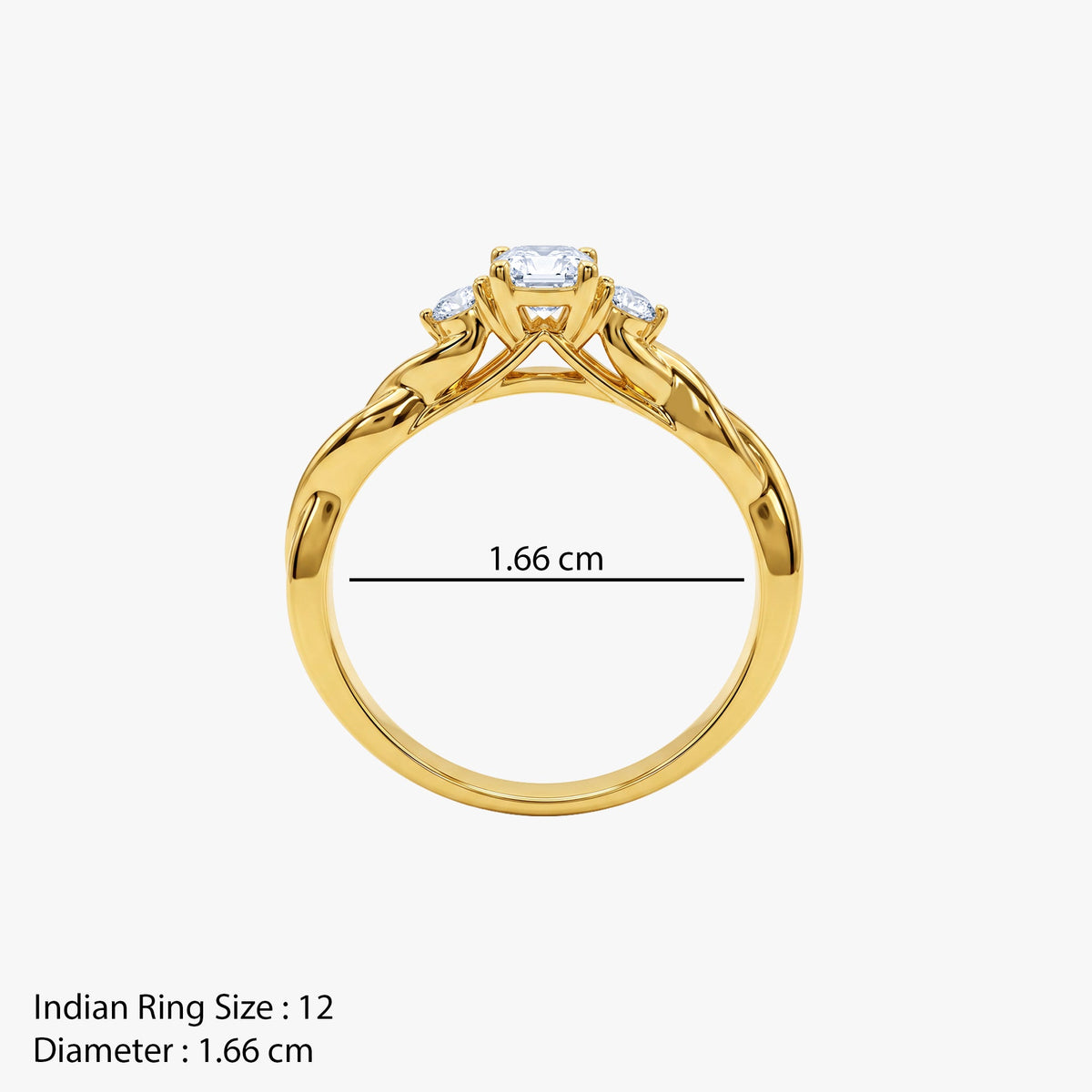Gold Trinite Eclat Lab Grown Diamond Ring (Size 12)