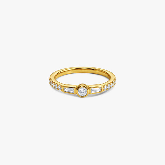 Gold Solstice Frame Lab Grown Diamond Ring (Size 12)
