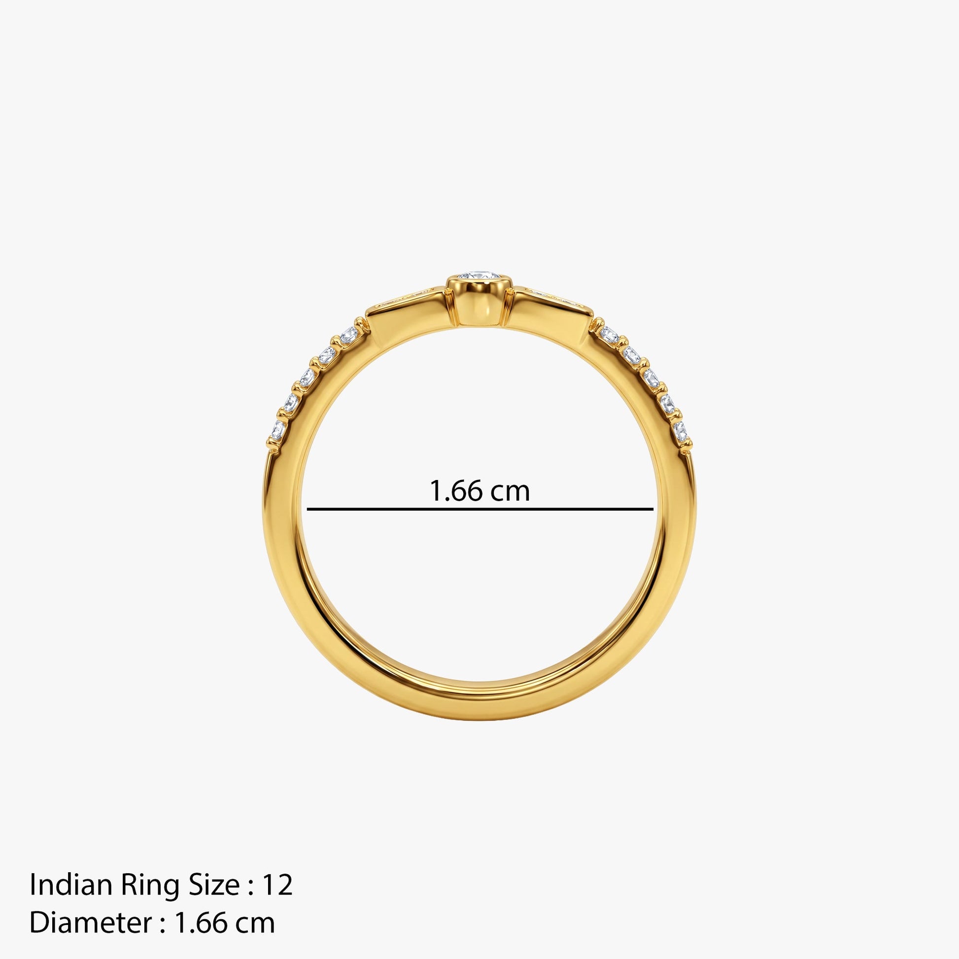 Gold Solstice Frame Lab Grown Diamond Ring (Size 12)