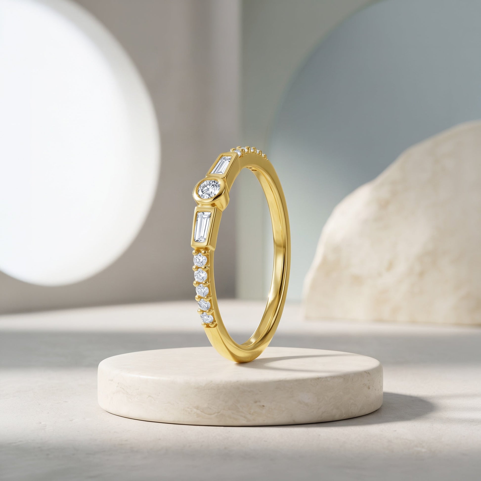 Gold Solstice Frame Lab Grown Diamond Ring (Size 12)