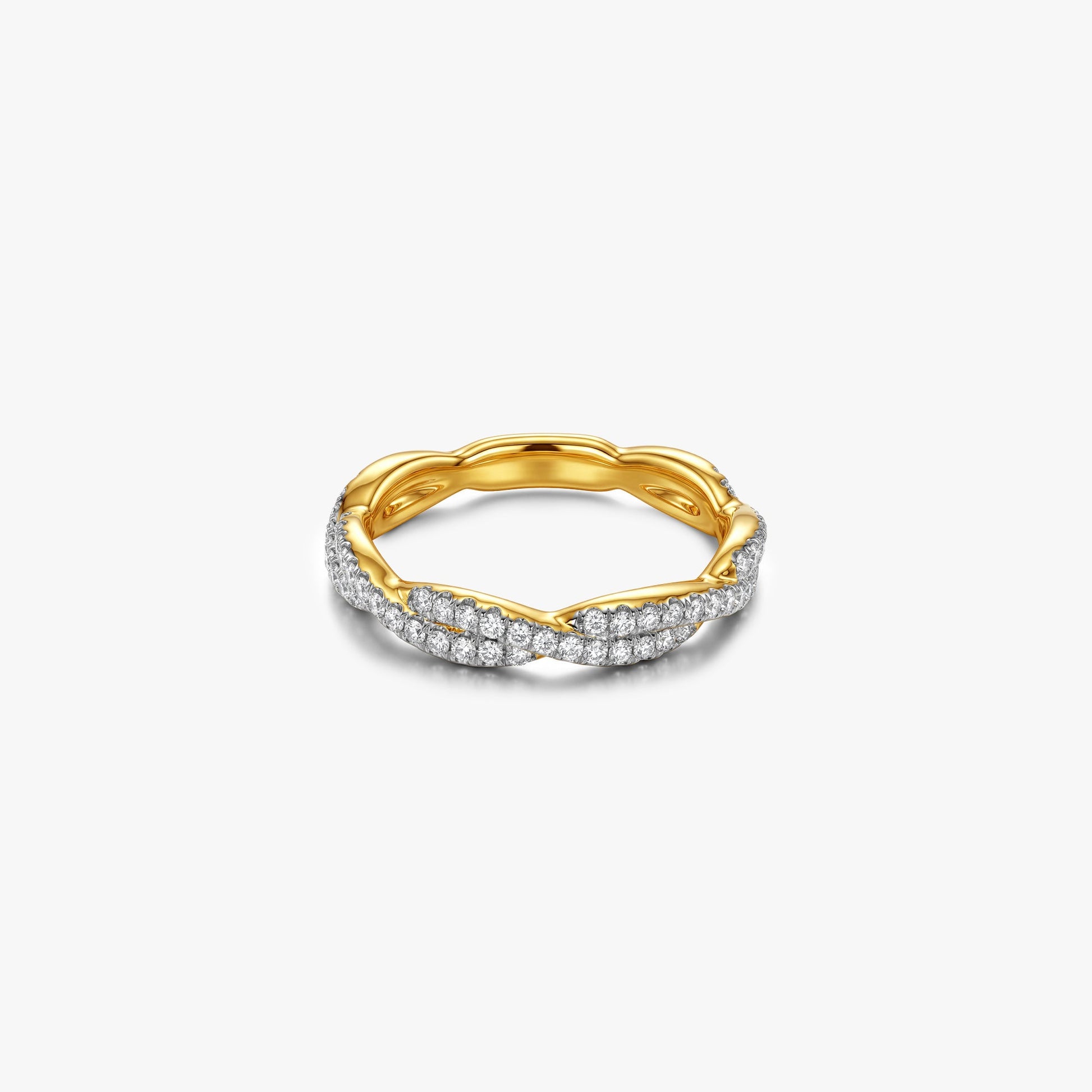 Gold Curved Lab Grown Diamond Ring (Size 12)