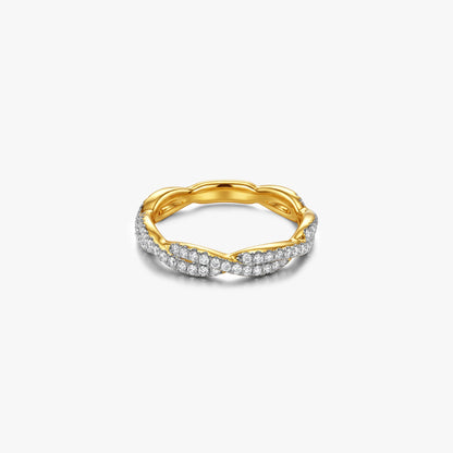 Gold Curved Lab Grown Diamond Ring (Size 12)
