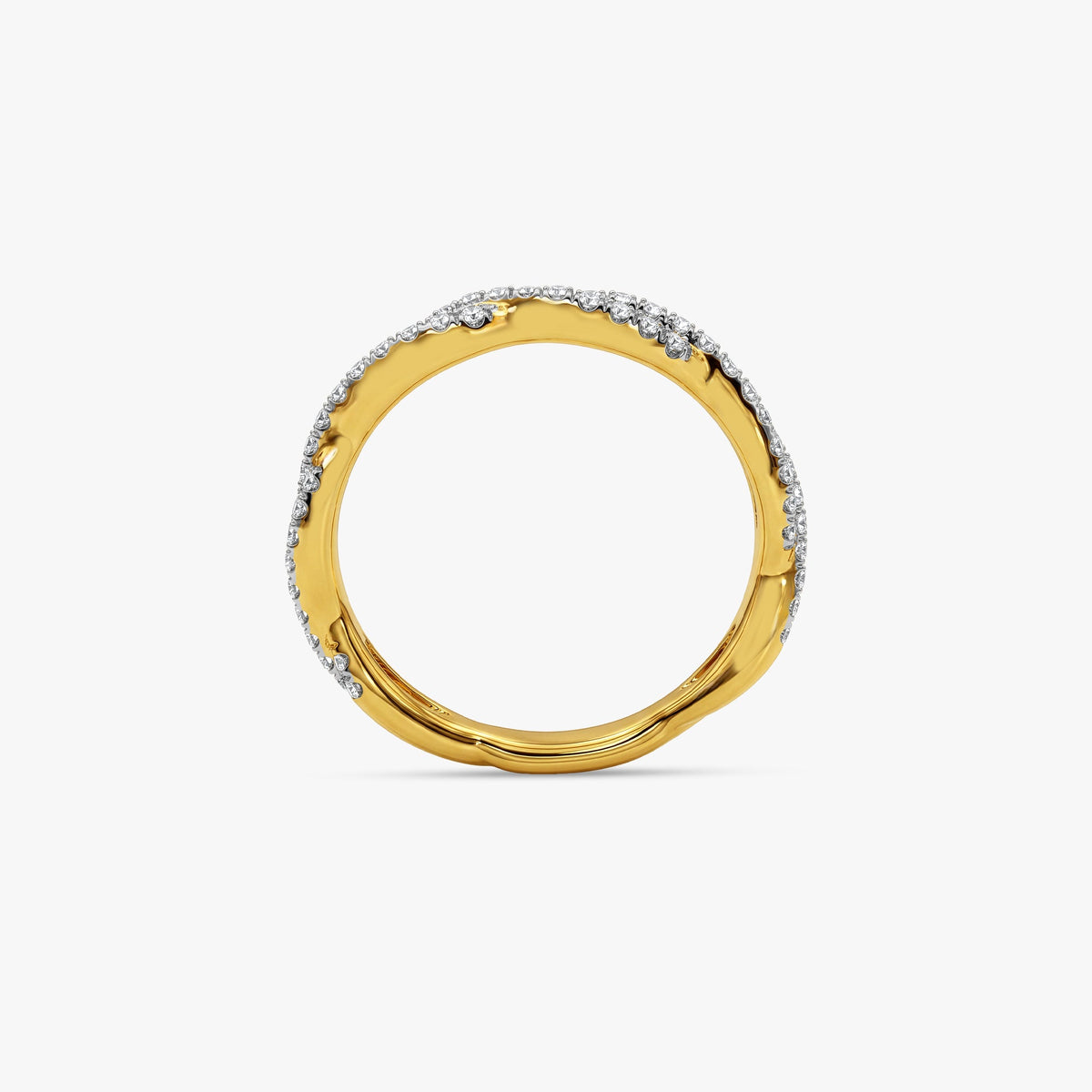 Gold Curved Lab Grown Diamond Ring (Size 12)