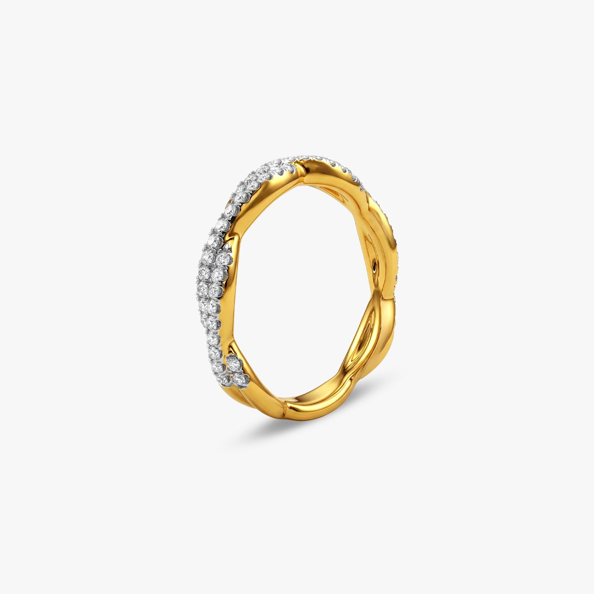 Gold Curved Lab Grown Diamond Ring (Size 12)