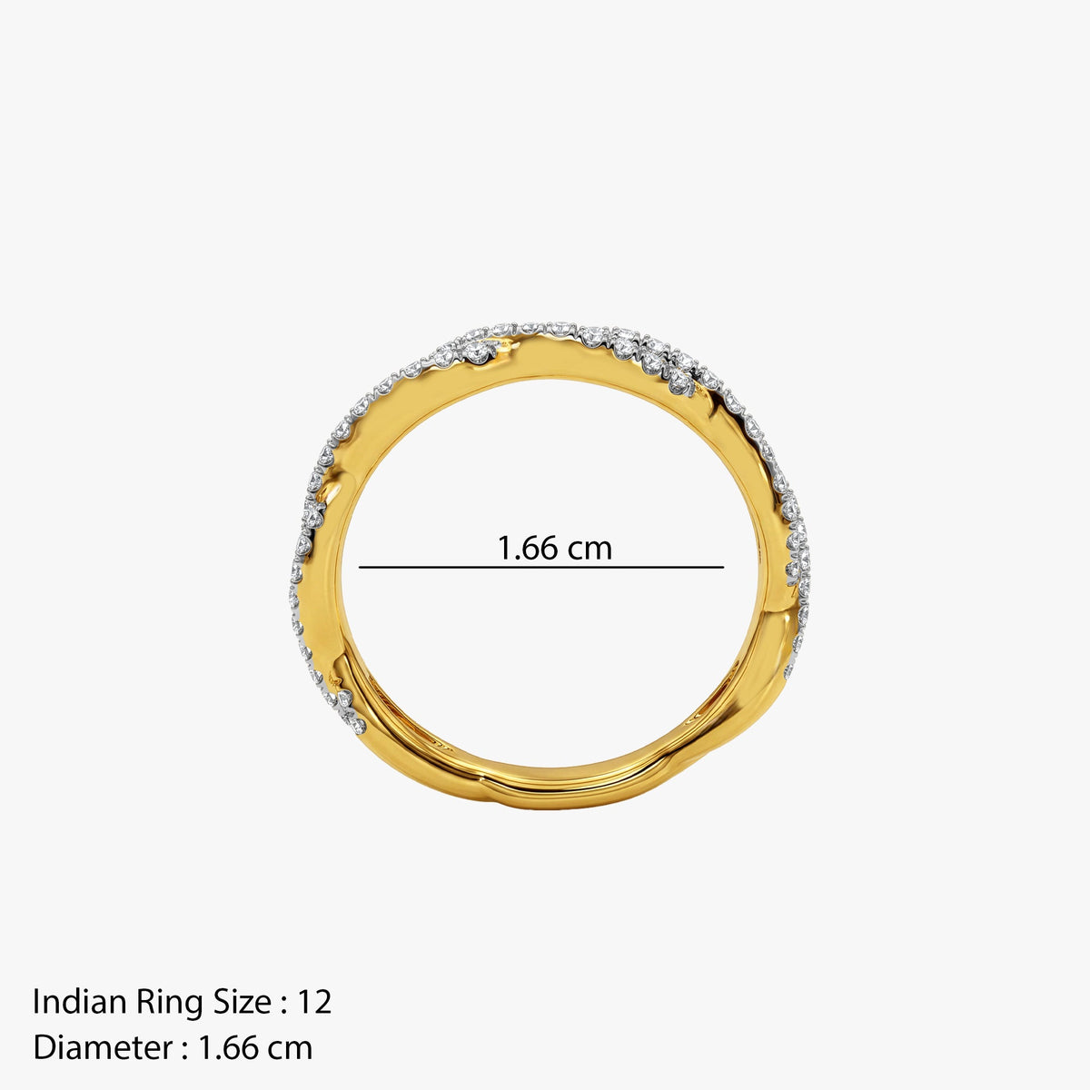 Gold Curved Lab Grown Diamond Ring (Size 12)