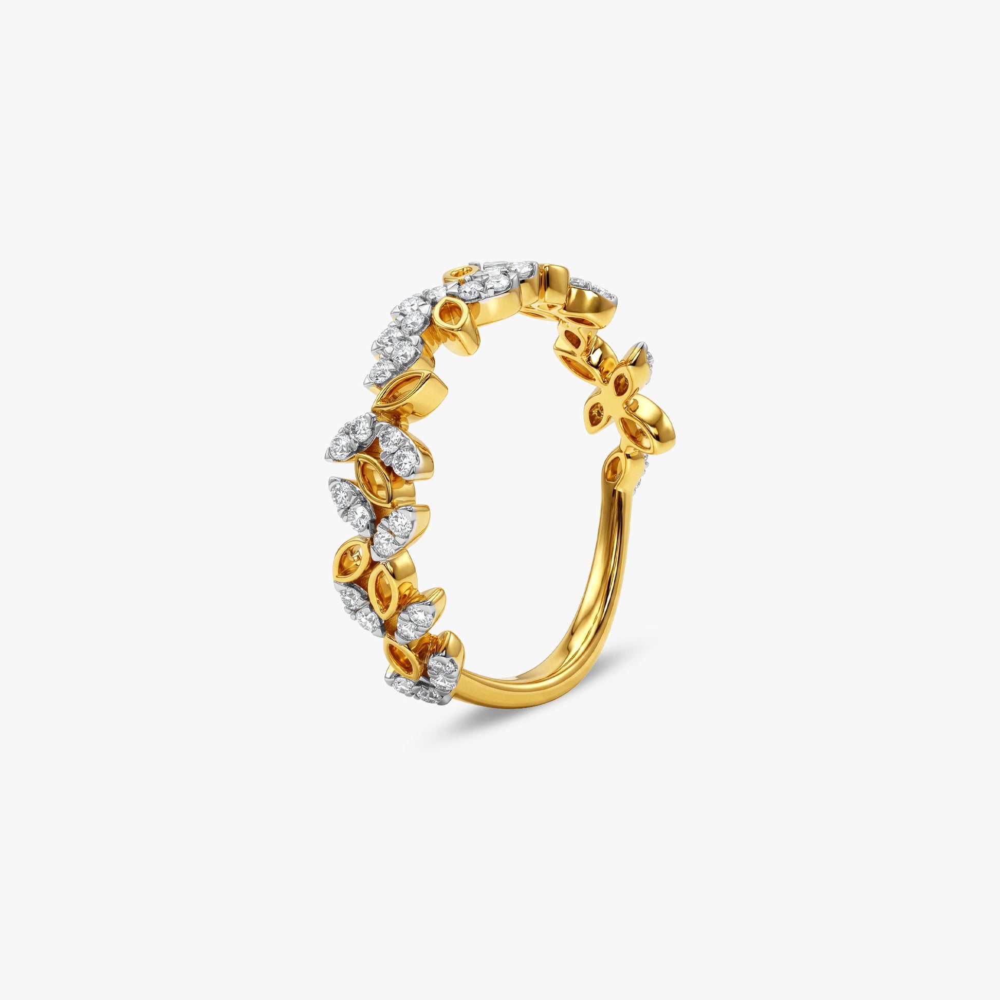 Gold Fine Floret Lab Grown Diamond Ring (Size 12)