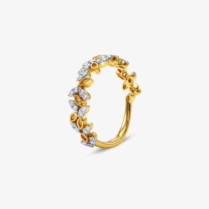 Gold Fine Floret Lab Grown Diamond Ring (Size 12)