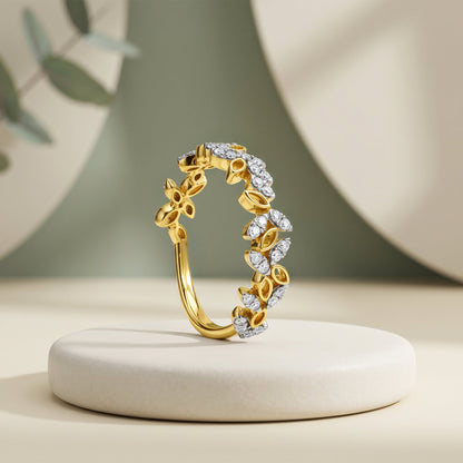 Gold Fine Floret Lab Grown Diamond Ring (Size 12)