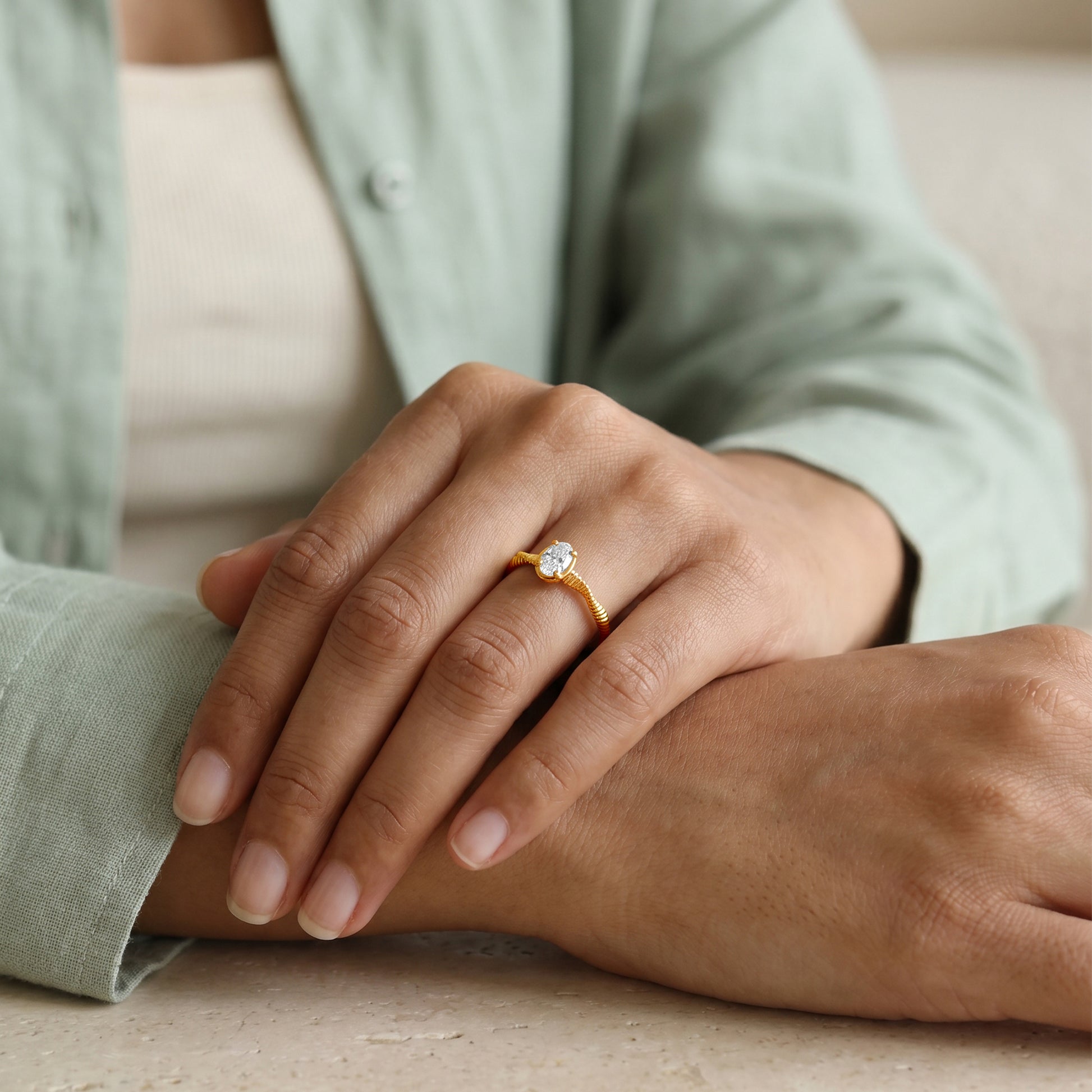 Gold Soleil Whisper Lab Grown Diamond Ring (Size 12)